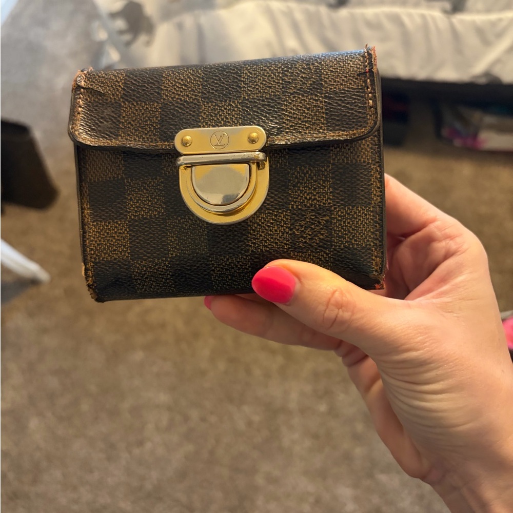 Louis Vuitton damier ebene compact Wallet with Gold Clasp